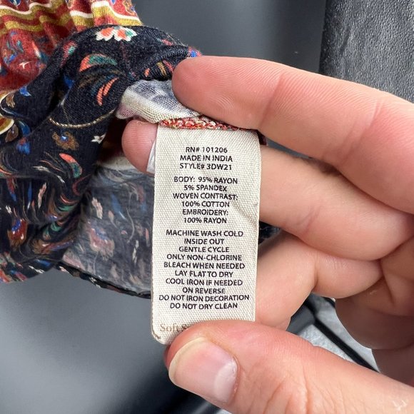 Soft Surroundings Orange and Red Long Sleeve Relaxed Blouse - Picture 6 of 9